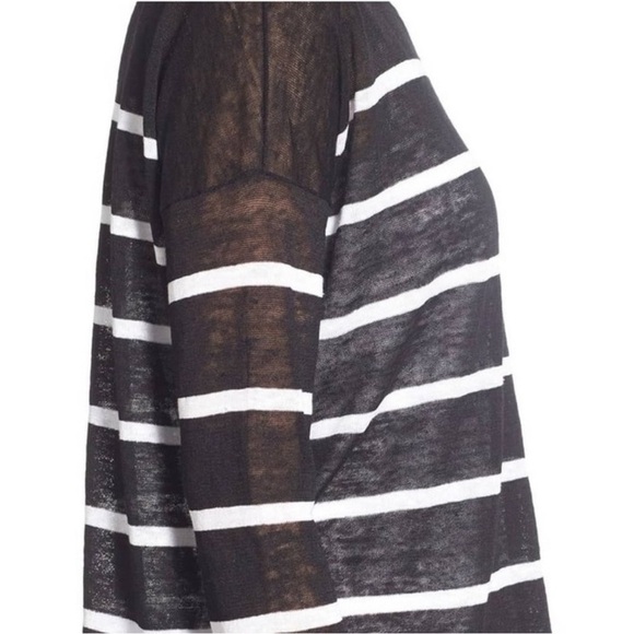 Eileen Fisher Fine Organic Linen Crepe Stripe Sheer Crop Top sz XS - Picture 4 of 14